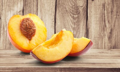 Sticker - Tasty fresh ripe peach fruit