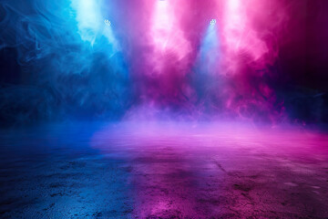 Sticker - A purple and blue room with smoke and lights.