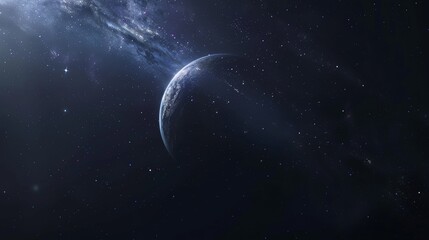 Wall Mural - a lonely planet in a vast expanse of stars and nebulae