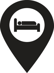 Poster - hotel map pin icon . hotel location pin icon . map pointer with bed icon . vector illustration