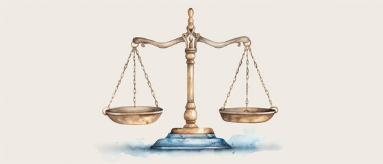 A verdict depicted with dramatic watercolor scales of justice isolate on white background