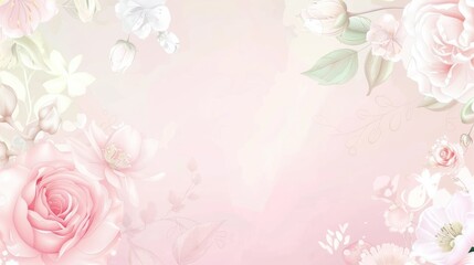 Delicate Floral Border on a Soft Pink Background