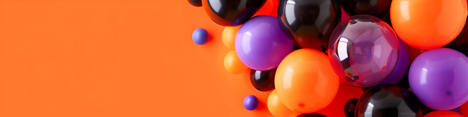 Wall Mural - Orange, black and purple balloons background