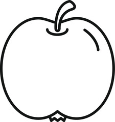 Poster - Simple black and white line drawing of an apple, perfect for representing healthy eating or autumn harvests