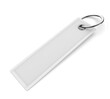 © godesignz - Blank embroidery cloth key tag  keychain and luggage tag template 3d render illustration.