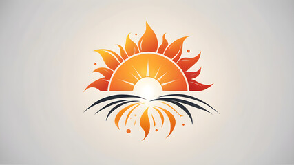 Wall Mural - Sunrise sunset sun logo vector horizon sun shine sun light symbol on white background. Generative AI