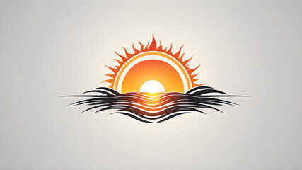 Wall Mural - Sunrise sunset sun logo vector horizon sun shine sun light symbol on white background. Generative AI