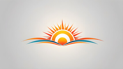 Wall Mural - Sunrise sunset sun logo vector horizon sun shine sun light symbol on white background. Generative AI