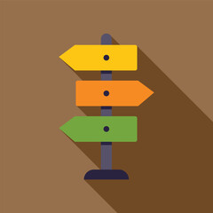 Poster - Colorful direction sign is giving options with three arrows pointing in different directions