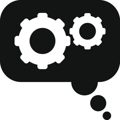 Poster - Black speech bubble with white cogwheels representing thinking about an engineering solution