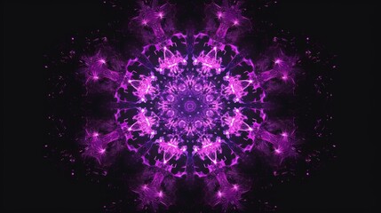 Poster - A purple mandala with intricate details is displayed against a black background.