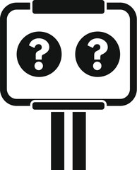 Sticker - Black and white icon of a billboard showing two question marks, symbolizing a difficult choice to make