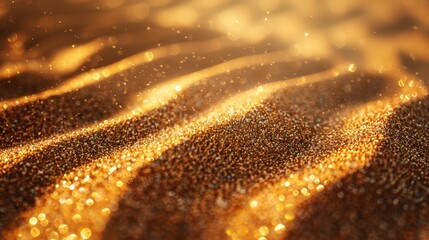 Canvas Print -  A crisp image of gold glitter atop a black-and-white tablecloth, surrounded by a background of gold glitter similarly rendered in contrast