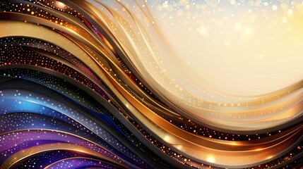 Wall Mural - A colorful, wavy line with gold and blue colors