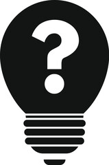 Poster - black and white icon of a light bulb is showing a question mark, representing finding a solution