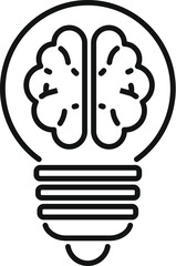 Poster - line art illustration of a human brain inside a lightbulb representing the concept of a creative ide