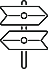 Poster - simple line art icon of a two way direction signpost with arrows pointing in opposite directions