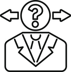 Poster - businessman is deciding between two different options represented by arrows