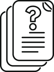 Sticker - Line art icon of a question mark on a stack of papers representing frequently asked questions