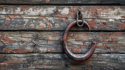 Canvas Print - Horseshoe on weathered wood wall blank space