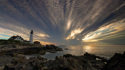 Sticker - Portland Head Lighthouse in Maine at Sunrise 