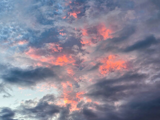 Wall Mural - red sky with clouds during evening hours