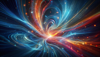 Poster - Abstract wave swirl colorful magical blured lines, techno background