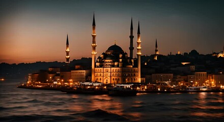 Wall Mural - View of the city of Istanbul with the Bosphorus river.