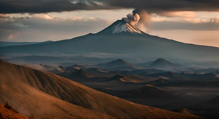 Wall Mural - Landscape of an erupting volcano.