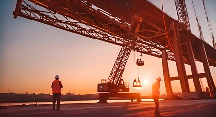 Wall Mural - Construction of a modern bridge.