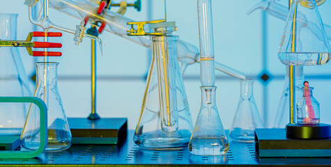 Poster - chemical glassware in the laboratory of analytical chemistry