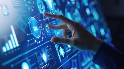 Hand Interacting with Futuristic Interface