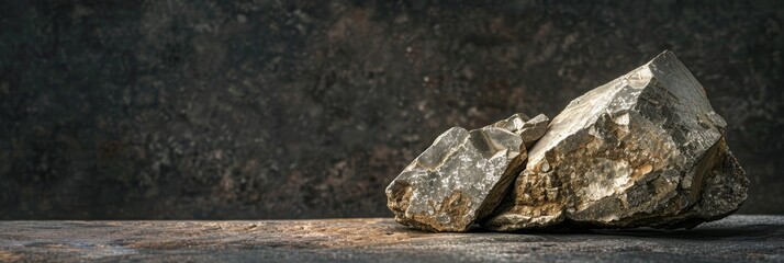A textured mineral sample of mica sits on a dark surface, showcasing its natural beauty in a closeup photograph