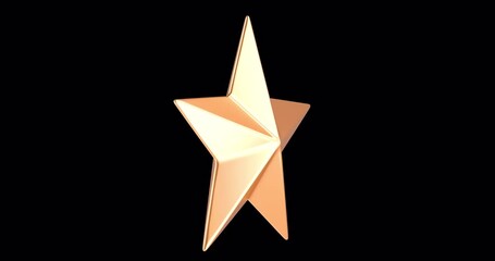 Poster - Golden Star rotation animation seamlessly loopable. 3D rendering isolated on transparent background