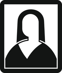 Poster - Simple icon of a businesswoman is framed, representing an online account or user profile