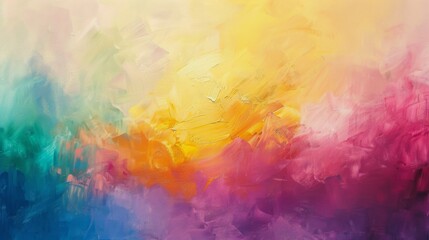  Abstract Digital Painting in Yellow, Pink, and Blue Hues