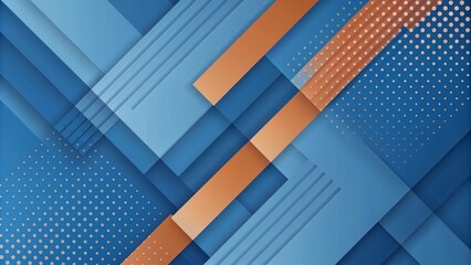 Wall Mural - Abstract geometric background with dynamic blue shapes and orange lines,generative ai