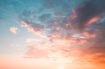 Poster - Exotic sunset and soft pink clouds of pastel tones.