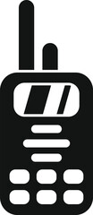 Poster - black and white icon of a portable radio transceiver transmitting information