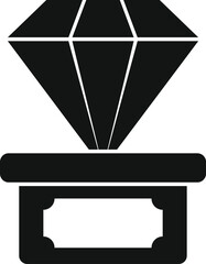 Poster - Large brilliant cut diamond displayed on a stand, suggesting luxury and value
