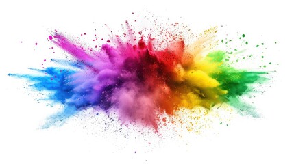 Sticker - Colorful Powder Explosion on White Background