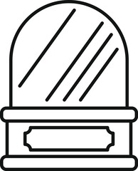 Poster - line icon of empty glass showcase with rounded top for exhibiting products in museum