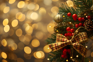 Wall Mural - elegant red new year's background with new year's balls and christmas tree branches. frame of new ye