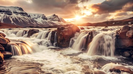 Wall Mural - waterfall in the mountains