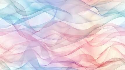 Wall Mural - soft pastel waves in a delicate mix of pink, blue, and white, creating a serene and dreamy backgroun