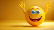 © Mix Creative - 3d happy emoji with two hand up.