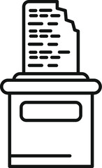 Poster - line art icon of a shredder destroying a document with code, representing data security and privacy