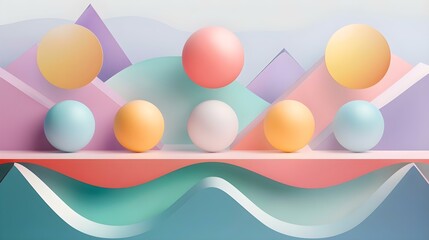 Colorful geometric shapes balance concept background