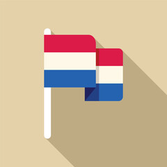 Poster - flat design illustration of the dutch flag, featuring bold colors and a long shadow effect