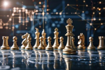 Aufkleber - concept business strategy with futuristic graphic icon and black colot tones of chess board game